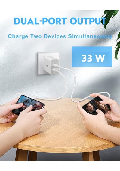 Xiaomi Mi USB + Type-C Girişli 33W Şarj Cihazı, Şarj Adaptörü, Beyaz modelleri