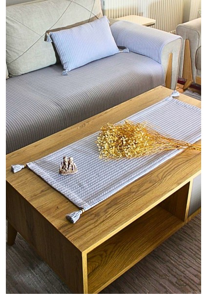 Home Pamuklu Örgü Desen Masa Runner - 35 x 90 cm fırsatları