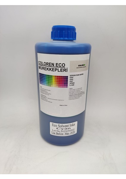 EPSON İ3200 / DX5 / DX4 / XP600 SERİSİ İÇİN ECO SOLVENT MÜREKKEP CYAN 1 LT