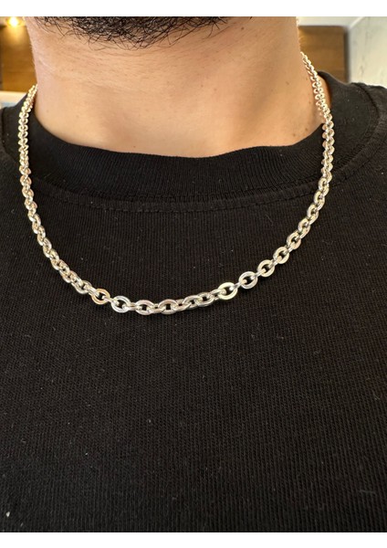 3,7 mm Yuvarlak Halka Zincir Erkek Gümüş Kolye fırsatları