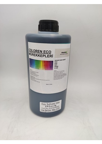 EPSON İ3200 / DX5 / DX4 / XP600 SERİSİ İÇİN ECO SOLVENT MÜREKKEP BLACK 1 LT
