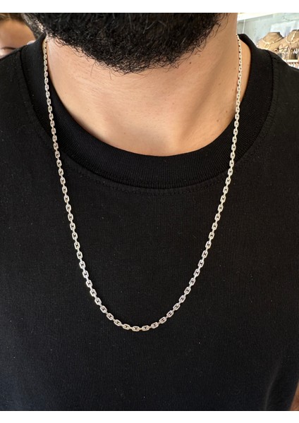 2,7 mm Ezme Klasik Zincir Erkek Gümüş Kolye