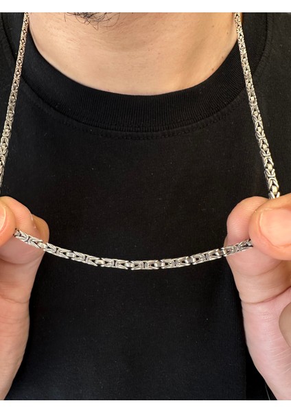 2,5 mm Kare Kral Zincir Erkek Gümüş Kolye fırsatları