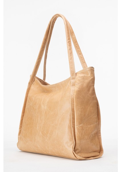 Nova Kadın Çift Saplı Shopper Çanta Gerçek Deri Bej fiyatları