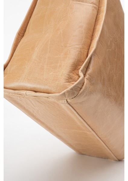 Nova Kadın Çift Saplı Shopper Çanta Gerçek Deri Bej modelleri