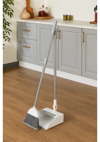 Beyaz Katlanabilir Fırça ve Taraklı Paslanmaz Çelik Saplı Faraş Seti