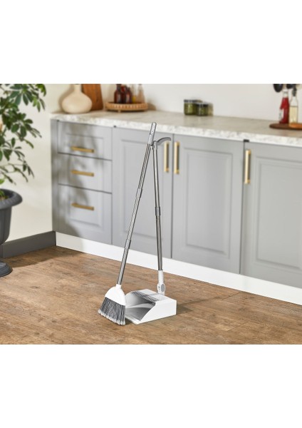 Beyaz Katlanabilir Fırça ve Taraklı Paslanmaz Çelik Saplı Faraş Seti