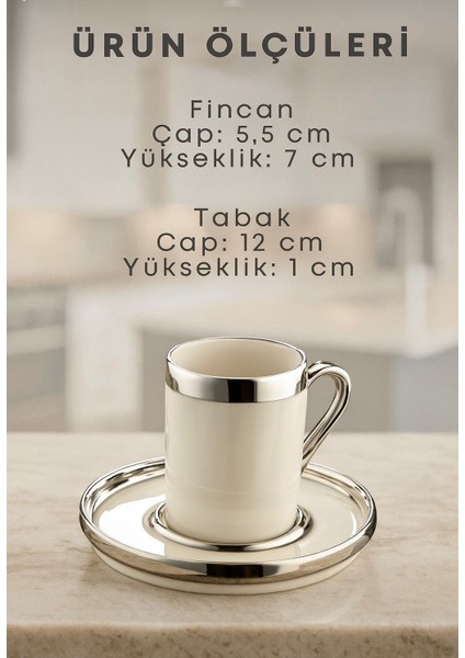 Gümüş Yaldızlı 6 Kişilik Porselen Fincan Seti 12 Parça Türk Kahvesi Takımı Kahve Fincanı 100 ml fırsatları