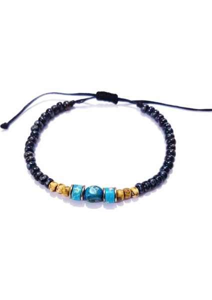 Mavi Varisit ve Hematit Doğaltaşlı Desenli Siyah Miyuki Round Boncuklu Unisex Bileklik fırsatları