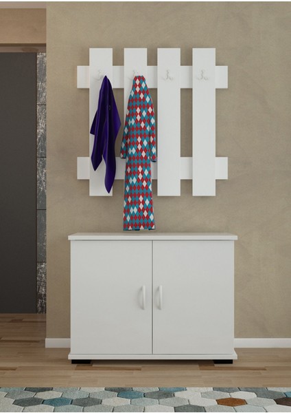 2 Kapaklı Dolaplı 4 Askılıklı Portmanto Vestiyer