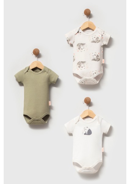 Bebek Panda Theme 3'lü Yarım Kol Badi Set Yeşil 16008