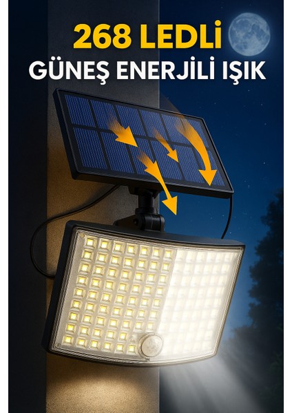 268 Led’li Solar Projektör 60W Güneş Enerjili☀️ Enerji Verimli | Kumandalı Kontrol IP65 Su Geçirmez modelleri