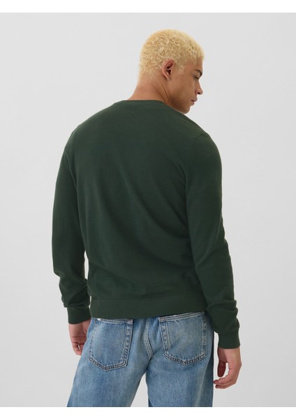 Erkek Yeşil %100 Pamuk Crew Kazak modelleri