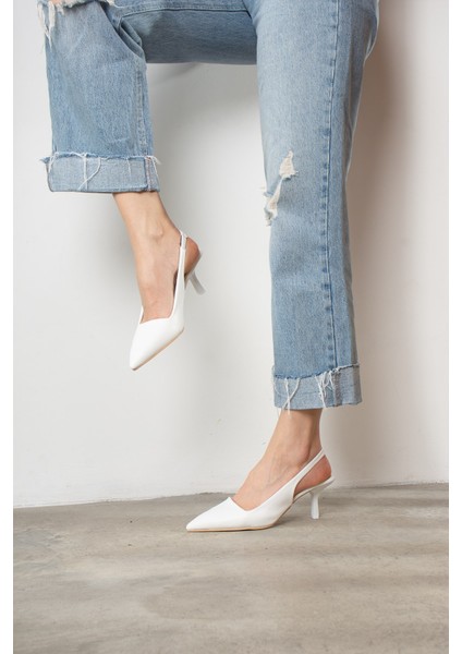 Günlük Kadın Sivri Burun Düz Desensiz Ince Arkası Açık Topuklu Zara Model Abiye Ayakkabı 101A fırsatları