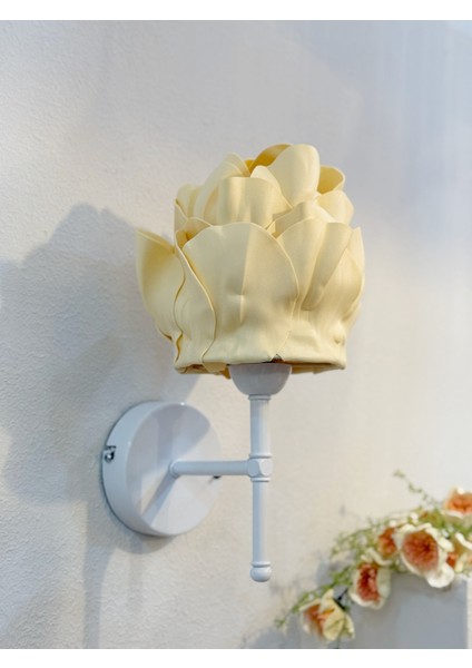 Butter Yellow - Sarı Eva Anemon Tasarım Kablosuz Pilli Aplik - Alt Beyaz Tüm Boy 35 cm modelleri