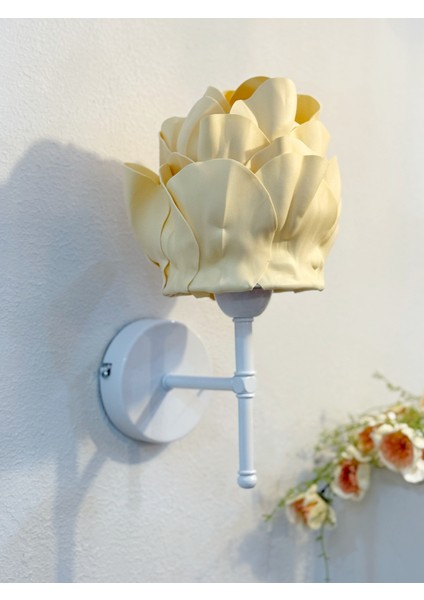 Butter Yellow - Sarı Eva Anemon Tasarım Kablosuz Pilli Aplik - Alt Beyaz Tüm Boy 35 cm fırsatları