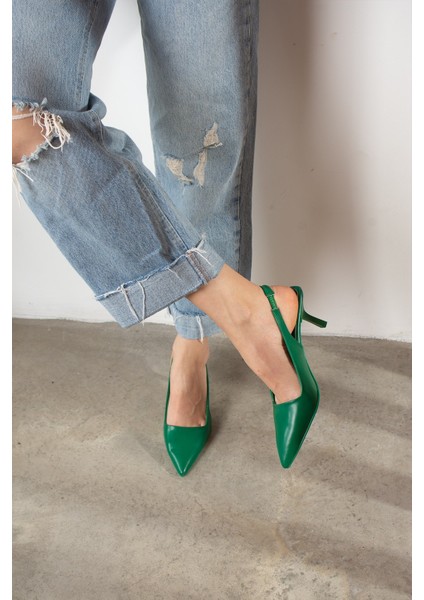 Günlük Kadın Sivri Burun Düz Desensiz Ince Arkası Açık Topuklu Zara Model Abiye Ayakkabı 101A fiyatları