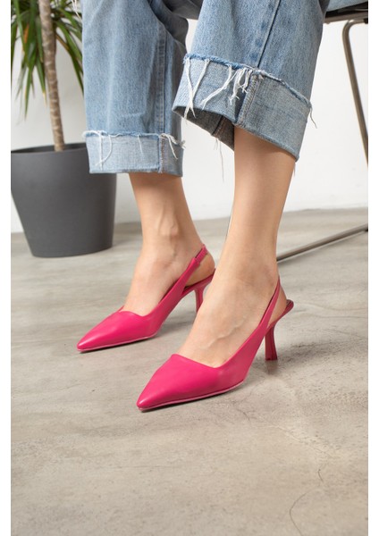 Günlük Kadın Sivri Burun Düz Desensiz Ince Arkası Açık Topuklu Zara Model Abiye Ayakkabı 101A