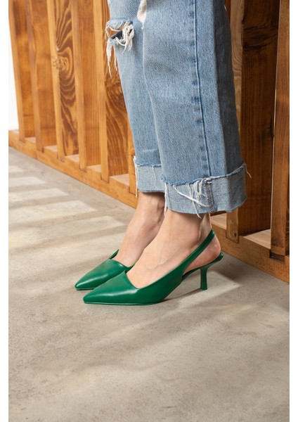 Günlük Kadın Sivri Burun Düz Desensiz Ince Arkası Açık Topuklu Zara Model Abiye Ayakkabı 101A fırsatları