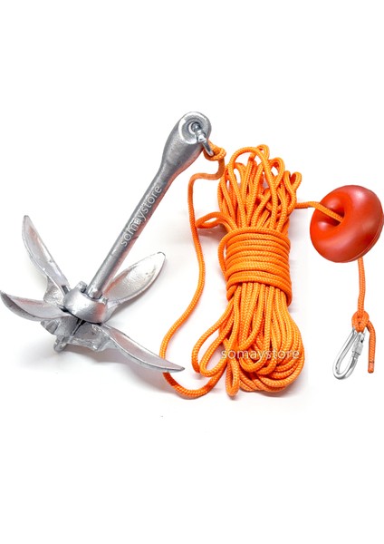 Marin Bot , Kano ve Jetski Çıpası Çantalı Set 1.5 kg Şemsiye Çapalı 6mm 20MT Ipli