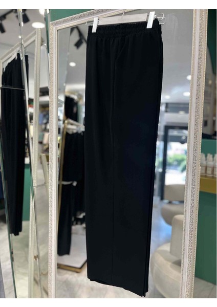 Duhas Bol Paça Krep Pantolon - Siyah - 52