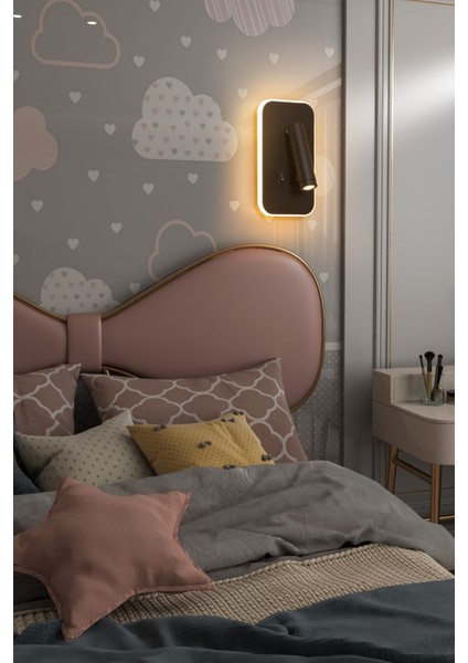 Ekim Aydınlatma Oynar Başlı, 3000 Kelvin Günışğı Ledli 12W Duvar Aplik, Yatak Başı Aplik