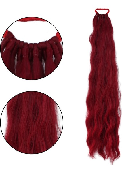 Lastik Tokalı At Kuyruğu Su Dalgalı - Kızıl