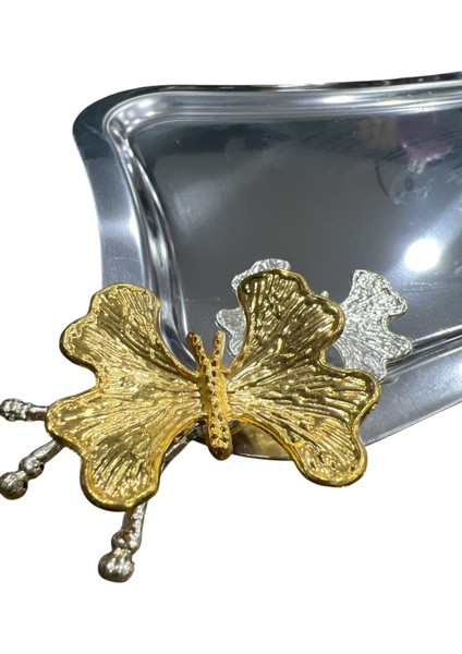 Paslanmaz Çelik Kelebek Desenli Sunum Tepsisi – 23X16,5 Cm, Dekoratif Söz Nişan Takı Çikolata Sunum Tepsisi fiyatları