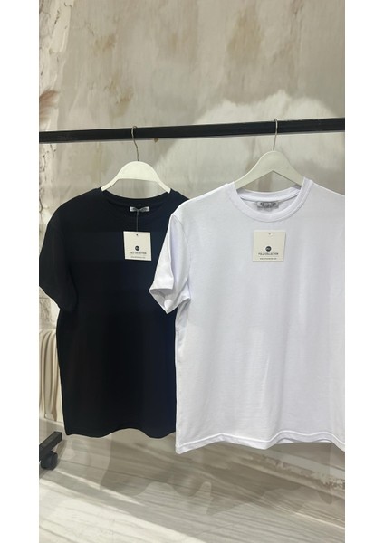 Konforlu Tam Kalıp Pembe & Ekru Basic Tişört Ikili