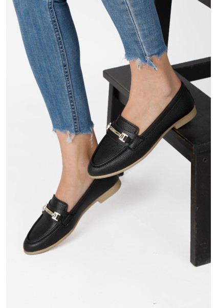 Kadın Babet Zincir Tokalı Hafif Rahat Taban Şık Günlük Ayakkabı