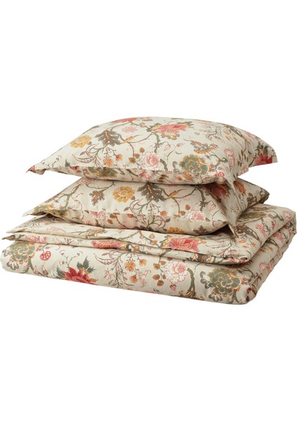 Nässelklocka Nevresim Seti Çift Kişilik 240 x 220 - 50 x 60 cm Açık Gri Bej Pamuklu