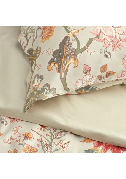 Nässelklocka Nevresim Seti Çift Kişilik 240 x 220 - 50 x 60 cm Açık Gri Bej Pamuklu modelleri