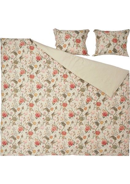 Nässelklocka Nevresim Seti Çift Kişilik 240 x 220 - 50 x 60 cm Açık Gri Bej Pamuklu fırsatları