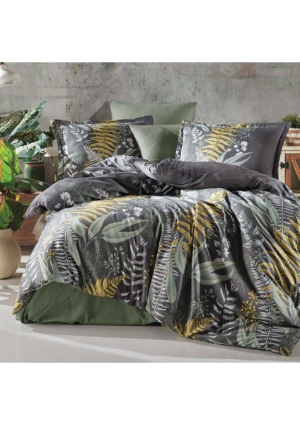 Pamuk Saten Çift Kişilik Nev Takımı Botanica V1 Yeşil