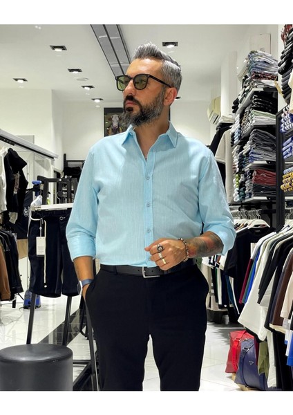 Regular Fit Keten Pamuk Erkek Gömlek fırsatları