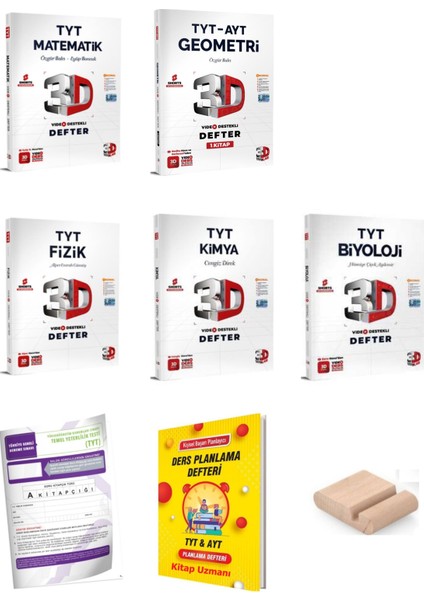 3D Tyt Matematik Geometri Fizik Kimya Biyoloji Sayısal Video Destekli Defter Yks 2026 Planl. Deft.