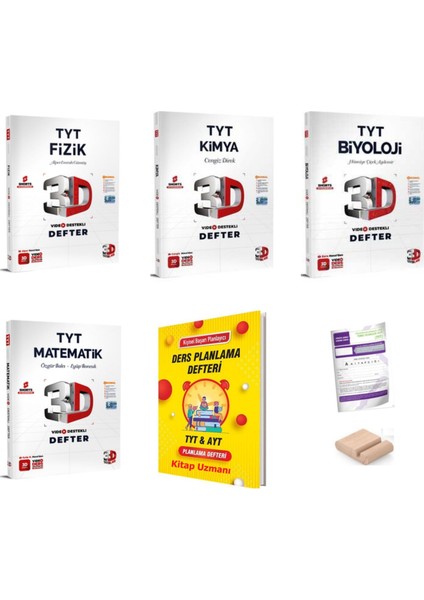 3D Tyt Matematik Fizik Kimya Biyoloji Sayısal Video Destekli Defter Yks 2026 Planl. Deft.