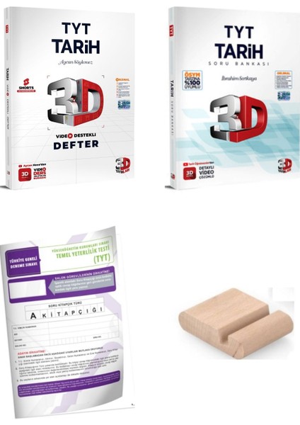 3D Tyt Tarih Soru Bankası ve Video Destekli Defter- Yks 2026 + Telefon Tutucu + Tyt Deneme