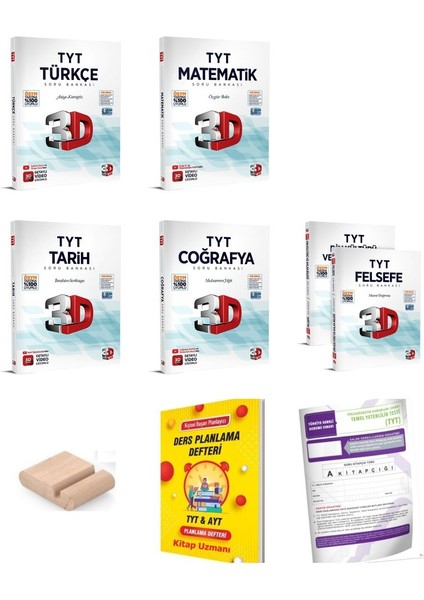 3D Tyt Matematik Türkçe Tarih Coğrafya Felsefe Soru Bankası Yks 2026 +Planlama Defteri+Tutucu+Deneme