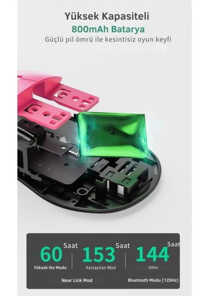 AJ179 Nl Near-Link 3 Modlu 1000hz 26.000 Dpı 800 Mah Batarya Paw 3311 - Yeni Nesil Bağlantı Modu modelleri