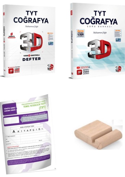 3D Tyt Coğrafya Soru Bankası ve Video Destekli Defter - Yks 2026 + Telefon Tutucu + Tyt Deneme