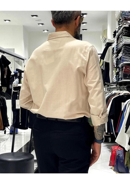 Regular Fit Keten Pamuk Erkek Gömlek fırsatları
