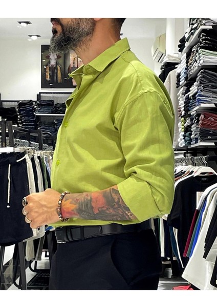 Regular Fit Keten Pamuk Erkek Gömlek modelleri
