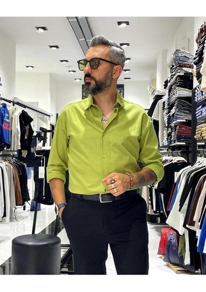 Regular Fit Keten Pamuk Erkek Gömlek fırsatları