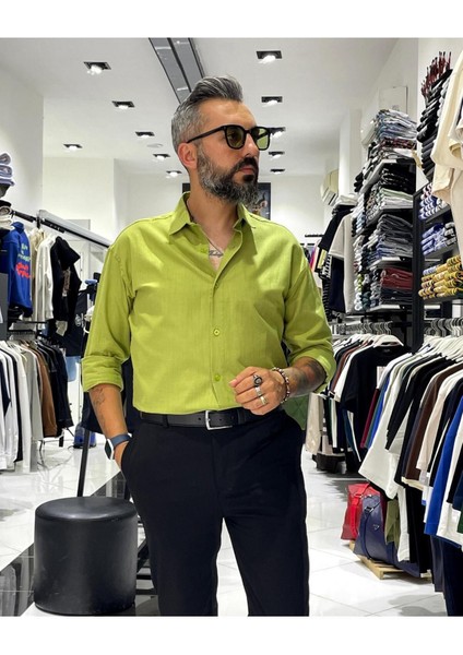 Regular Fit Keten Pamuk Erkek Gömlek indirimleri