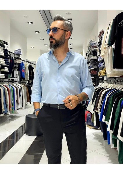 Regular Fit Keten Pamuk Erkek Gömlek