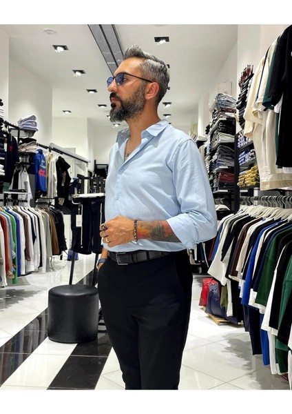 Regular Fit Keten Pamuk Erkek Gömlek