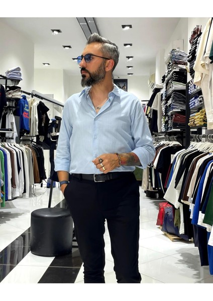 Regular Fit Keten Pamuk Erkek Gömlek