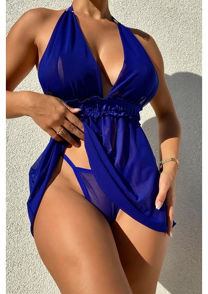 Bel Dekolteli Gecelik Takım