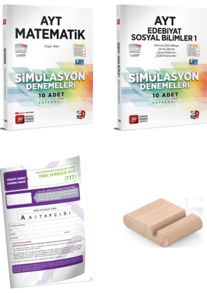 3D Ayt Matematik Sosyal Bilimler 1 Simülasyon Deneme Yks 2026 + Telefon Tutucu + Tyt Deneme
